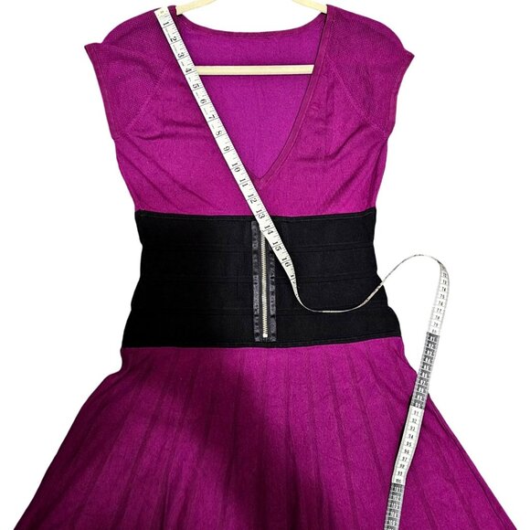 Karen Millen Purple & Black Cap Sleeve Dress Size 3 - Picture 10 of 10
